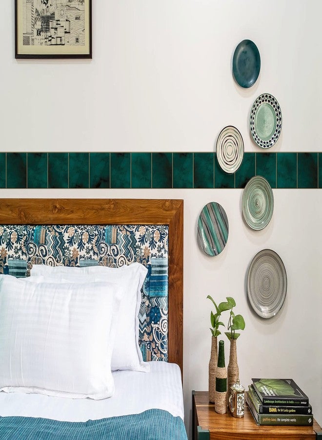 WallDesign ملصق بلاط WallDesign باللون الأخضر الزجاجي - 25 بلاطة ذاتية اللصق لتزيين المطبخ والحمام والأثاث والأبواب والأرضيات - فيلم فينيل متين 4.8 بوصة × 10 أقدام - Image 2